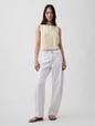 Linen-Blend Lace-Hem Crop Shell Top