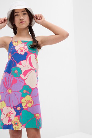 Kids Linen-Cotton Floral Shift Dress