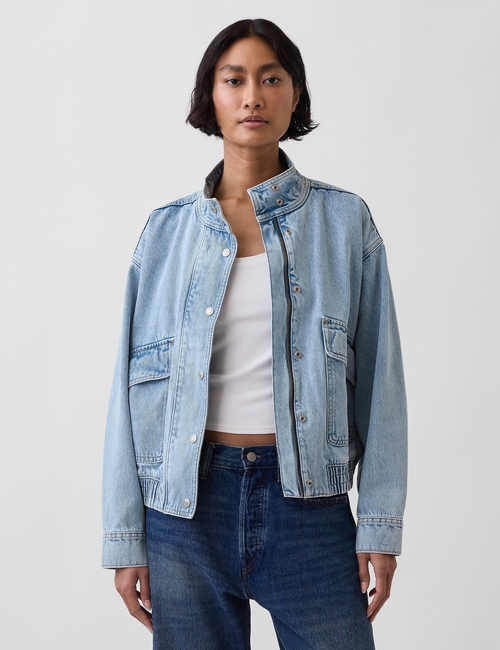 Oversized Denim Bomber Jacket