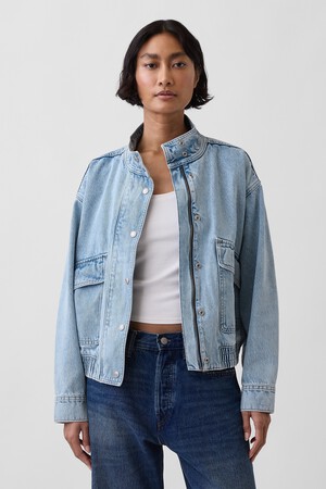 Oversized Denim Bomber Jacket
