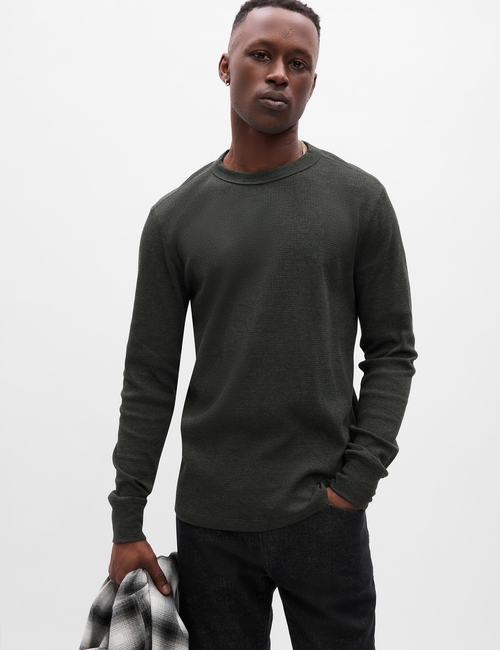 Waffle-Knit Crewneck T-Shirt
