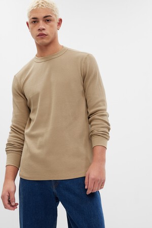 Waffle-Knit Crewneck T-Shirt