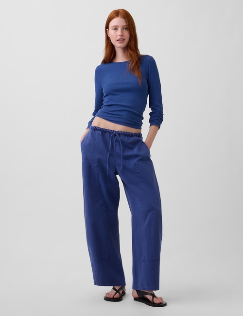 Poplin Easy Double-Knee Barrel Pants