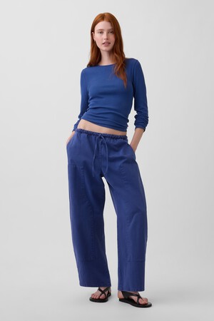 Poplin Easy Double-Knee Barrel Pants