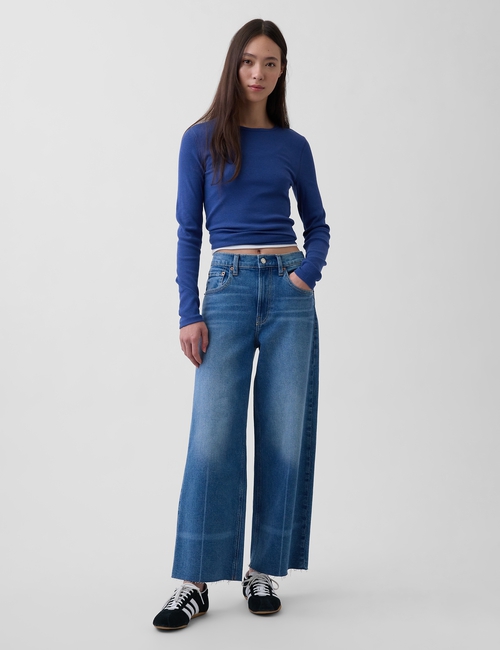 High Rise Stride Wide-Leg Ankle Jeans