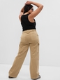 Mid Rise Loose Khaki Cargo Pants