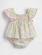 Baby Smocked Flutter-Sleeve Bodysuit Dress