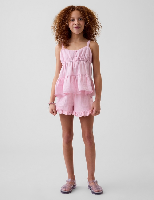 Kids Cotton Gauze Easy Ruffle Shorts