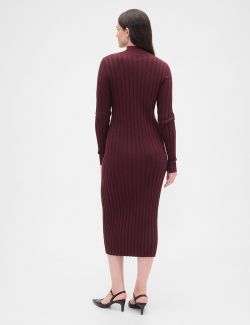 CashSoft Ribbed Mockneck Midi Dress