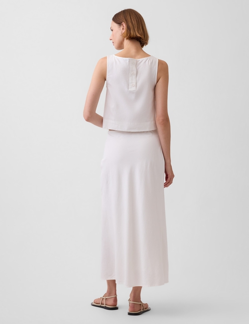 Linen-Blend Maxi Slip Skirt