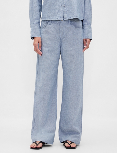 Linen-Cotton Wide-Leg Pants