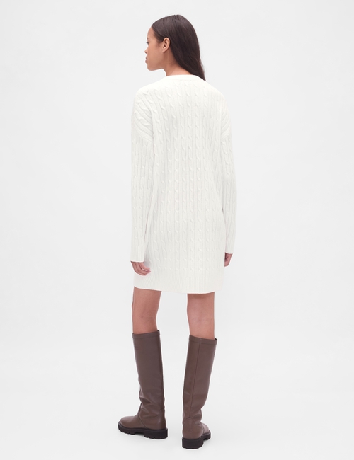 CashSoft Cable-Knit Mini Sweater Dress