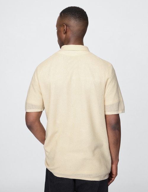 Textured Crochet Polo Shirt