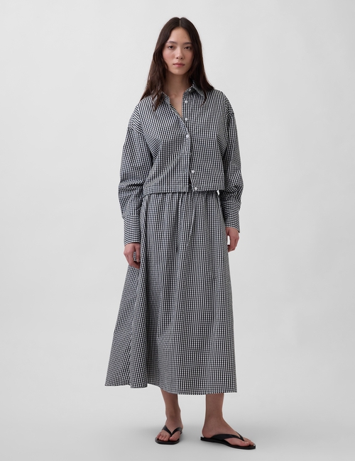 Poplin Oversized Tie-Hem Crop Shirt