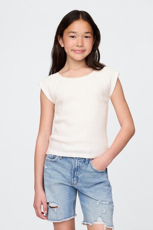 Kids Lace-Trim Pointelle T-Shirt