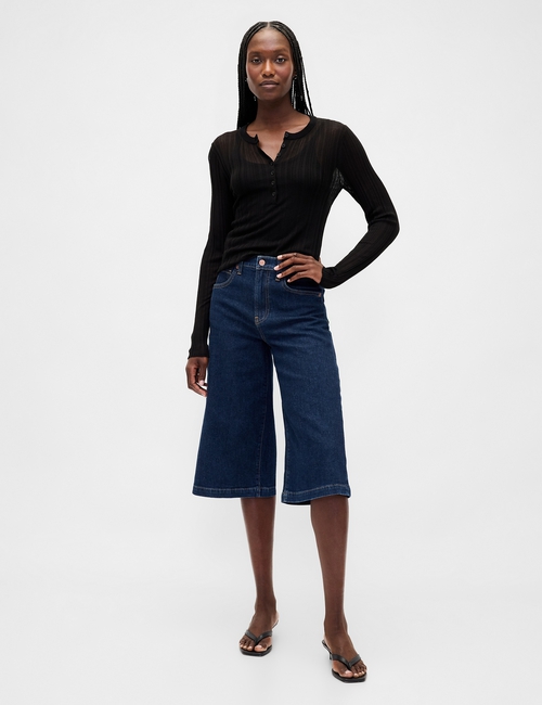 High Rise Culotte Jeans