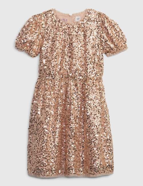 Kids Puff Sleeve Sequin Dress
