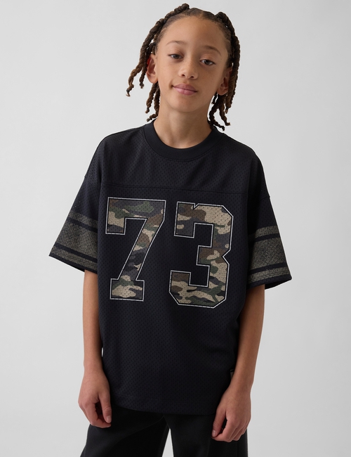 Kids Mesh Oversized Graphic Jersey T-Shirt