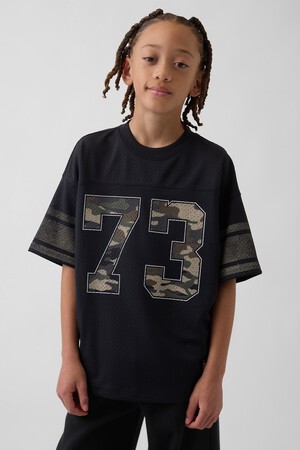 Kids Mesh Oversized Graphic Jersey T-Shirt