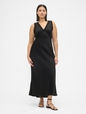 Satin Lace-Trim V-Neck Maxi Slip Dress