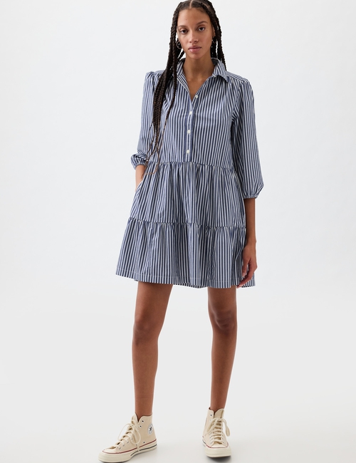Stripe Tiered Shirtdress