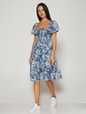 Smocked Squareneck Midi Dress