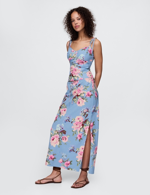 Linen-Blend Tie-Strap Cami