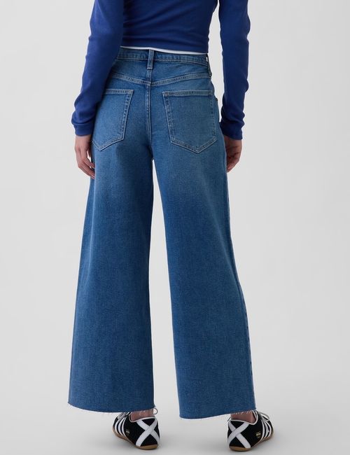 High Rise Stride Wide-Leg Ankle Jeans