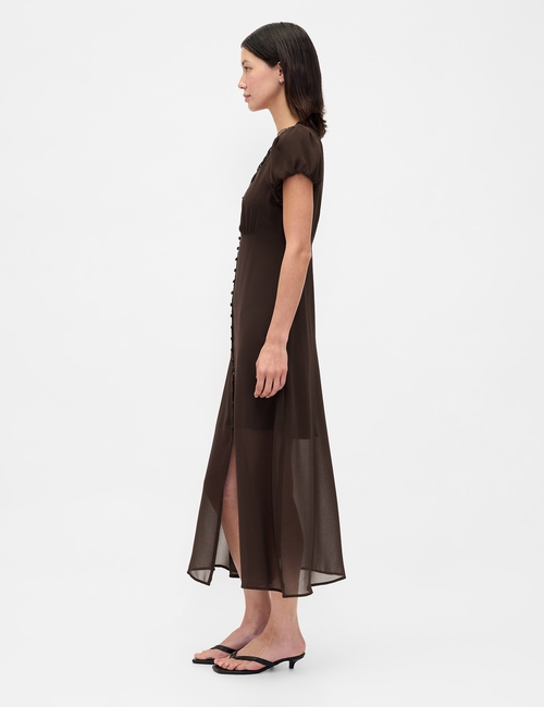 Lace-Trim V-Neck Maxi Dress