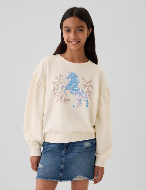 Kids Relaxed Flippy-Sequin Graphic Sweatshirt