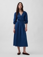 LS GATHERED MIDI DRESS - MED CHESTER