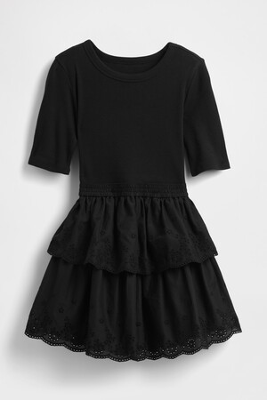 Kids Mixed Media Eyelet Dress