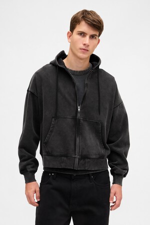 Adult Heavyweight Oversized Crop Zip Hoodie