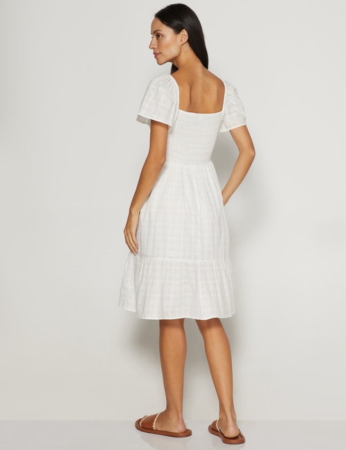 Smocked Squareneck Midi Dress