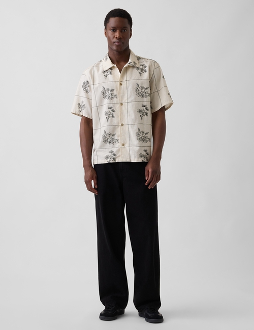 Linen-Cotton Relaxed Straight-Hem Shirt