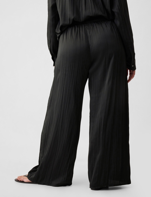 Crinkle Texture Satin Pants