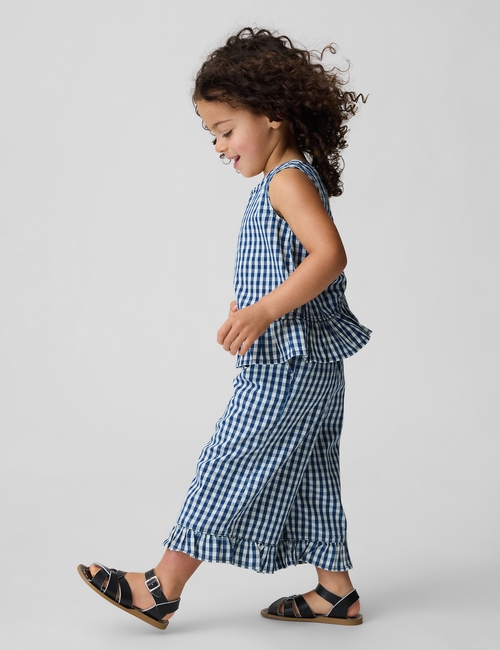 Baby & Toddler Gingham Denim Ruffle-Hem Outfit Set