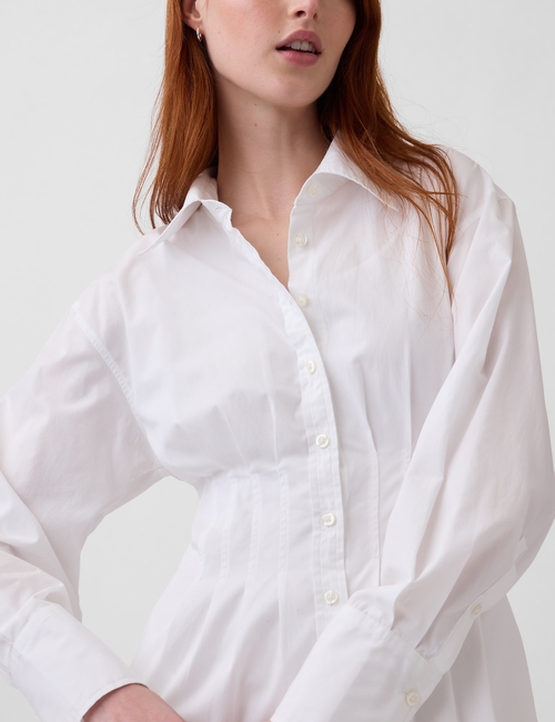 Pleated Mini Shirtdress