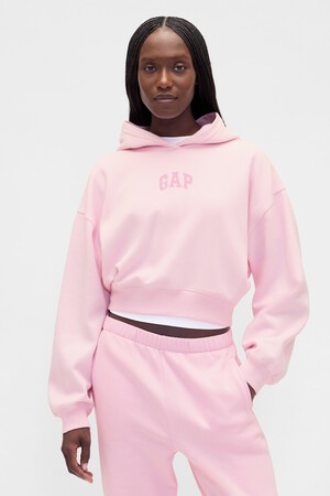 VintageSoft Crop Logo Hoodie