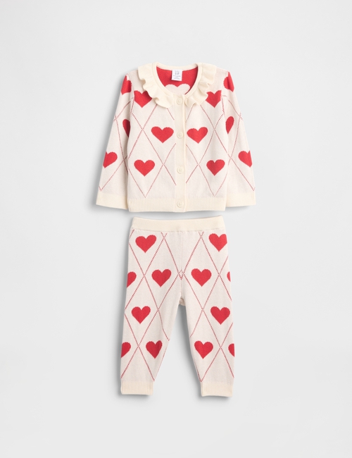 Baby Ruffle Collar Cardigan Sweater Set