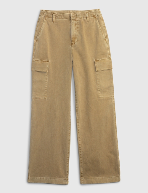 Mid Rise Loose Khaki Cargo Pants
