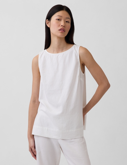 Linen-Blend Shell Tank Top
