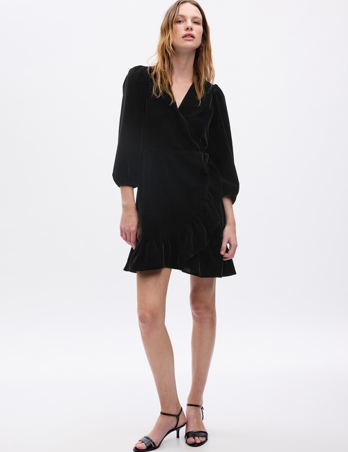 Velvet Wrap Mini Dress