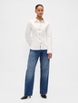 LONG DENIM CINCHED SHIRT- WINTER WHITE