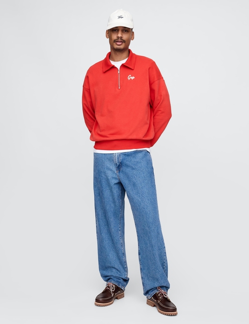Vintage Soft Gap Logo Polo Sweatshirt