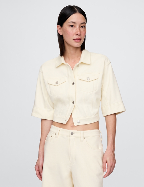 Heavyweight French Terry Denim Cropped Jacket
