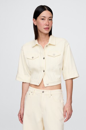 Heavyweight French Terry Denim Cropped Jacket