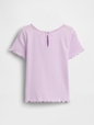 SS EMB SCALLOP TRIM TEE - APRIL