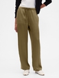 Relaxed Straight-Leg Stripe Satin Pants