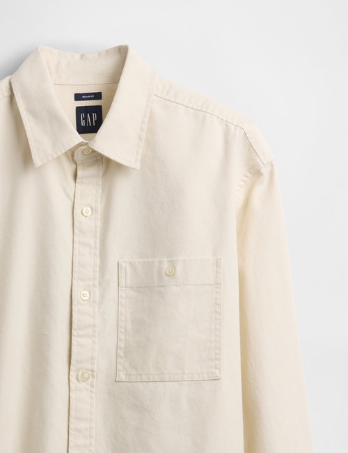Relaxed Straight-Hem Canvas Utility Shirt
